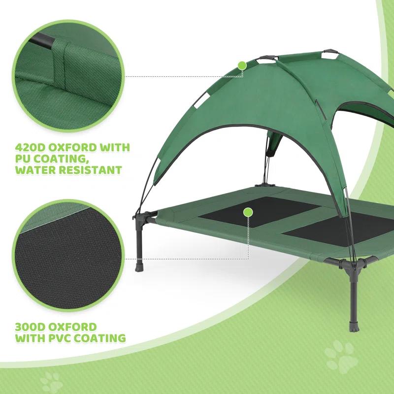 Tucker Murphy Pet™ Elevated Dog Bed With Canopy, Outdoor Dog Cot With Removable Canopy Shade Tent, Raised Pet Cot