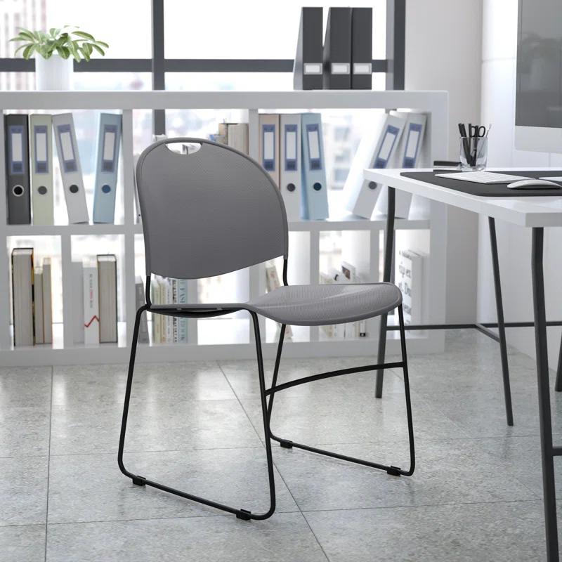 Flash Furniture Gaea 880 lb. Capacity Ultra-Compact Stack Chair with Metal Frame (Set of 5)
