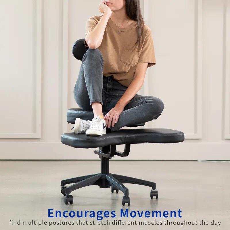 Vivo VIVO Black Ergonomic Cross Legged Swivel Chair, Adjustable Office Stool