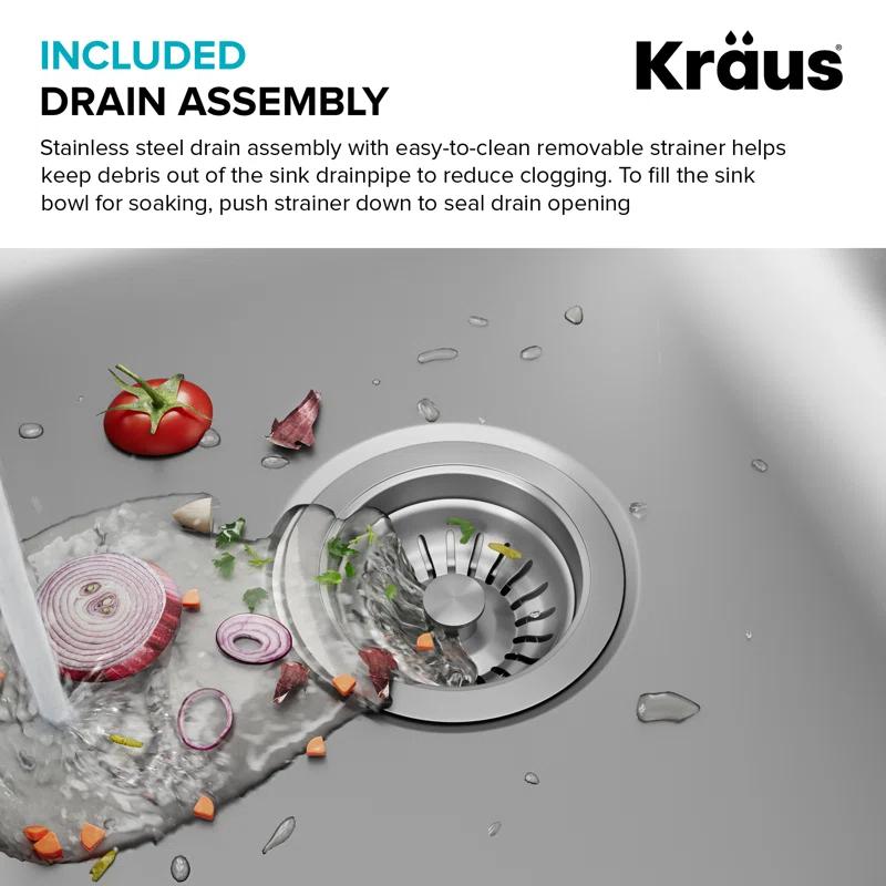 KRAUS Premier 16 Gauge Undermount Single Bowl Stainless Steel Kitchen Sink
