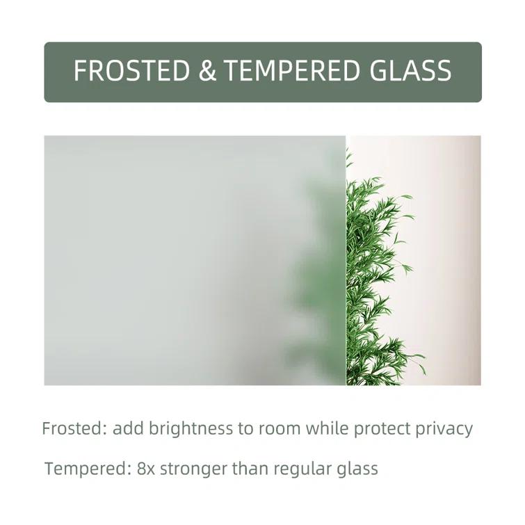 Luxdecor 80'' Solid Core Manufactured Wood 1-Lite Frosted Glass Bi-fold Door With Installation Hardware Kit