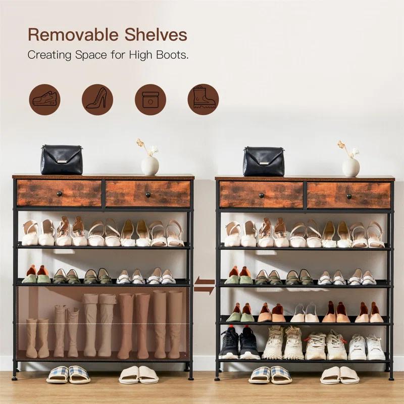 17 Stories 5 Tier Shoe Storage Organizer with 2 Drawers
