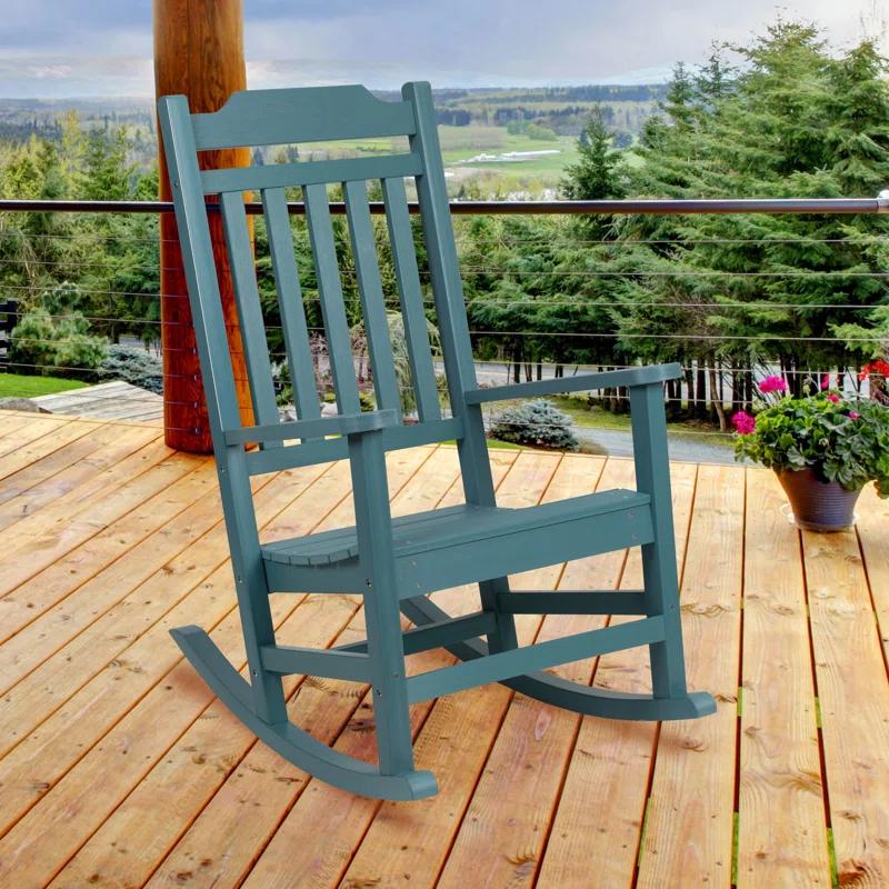 Neufmann Outdoor Patio All-Weather Poly Resin Wood Rocking Chair