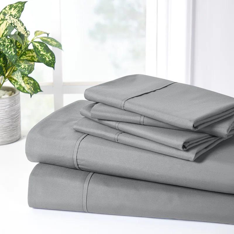 Bed Bath Fashions Bibb Home 2000 Count 6-Piece Rayon From Bamboo Sheet Set with Snug Grip