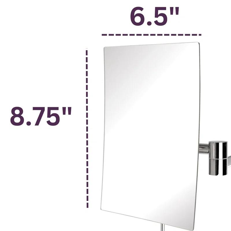 Wrought Studio™ Wall Mount Makeup Mirror with 5X Magnification - 8.75” x 6.5” Rectangular Mirror Extends 14”