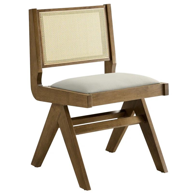 Modway Thera Vegan Leather And Cane Dining Side Chairs Set Of 2