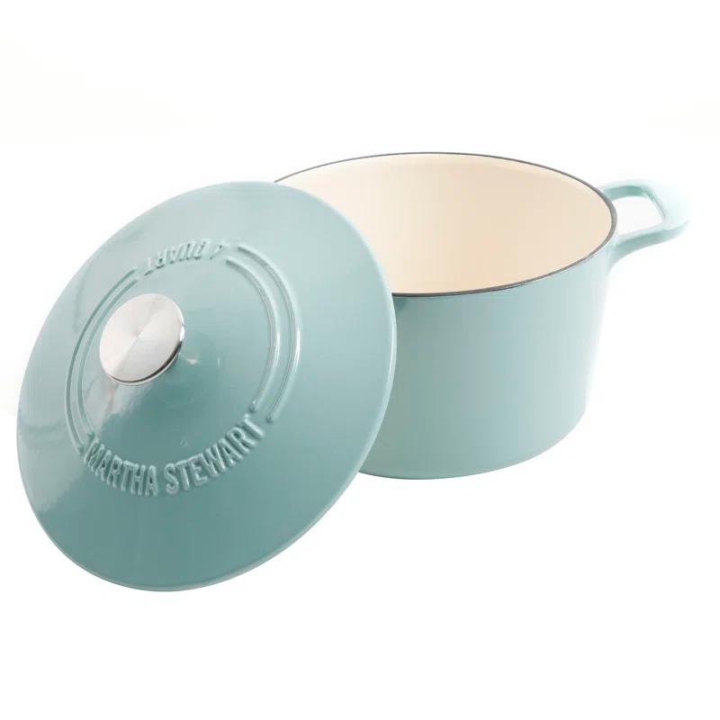 Turquoise 7 Qt Enameled Cast Iron Dutch Oven with Lid