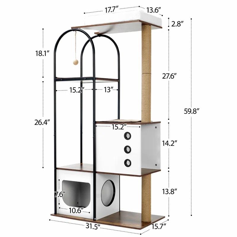 cat climbing frame,Cat Tree, Multi-Level Cat Condo with 1 Caves,2 Scratching Posts