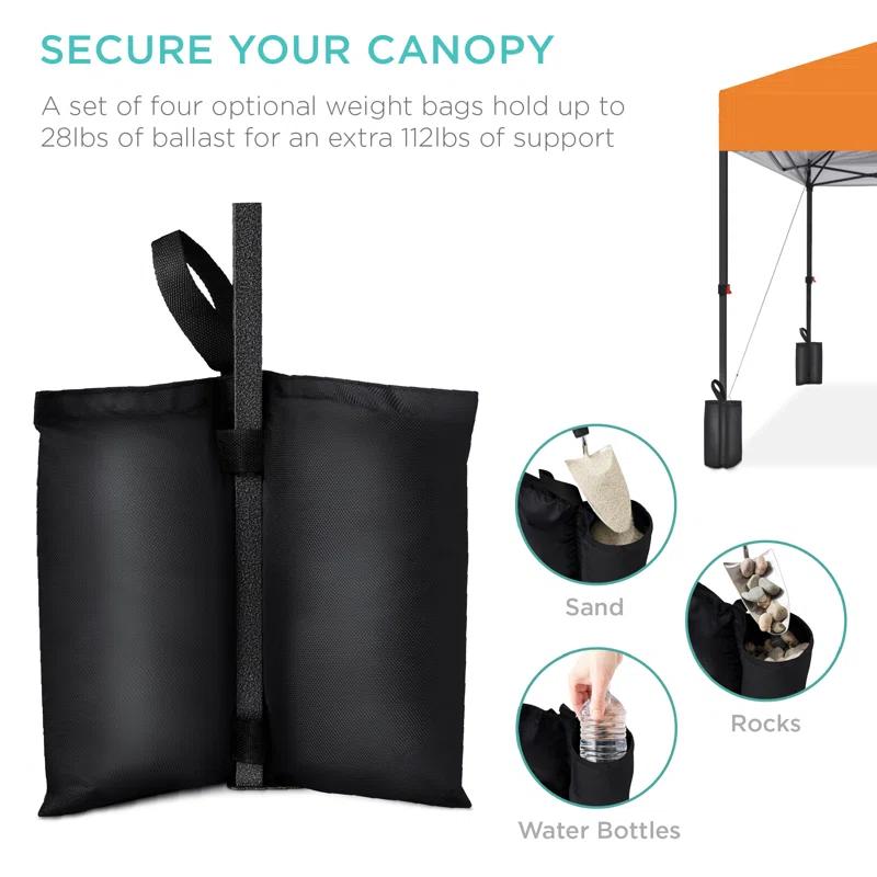 Best Choice Products Easy Setup Pop Up Canopy W/ 1-Button Setup, Wheeled Case, 4 Weight Bags