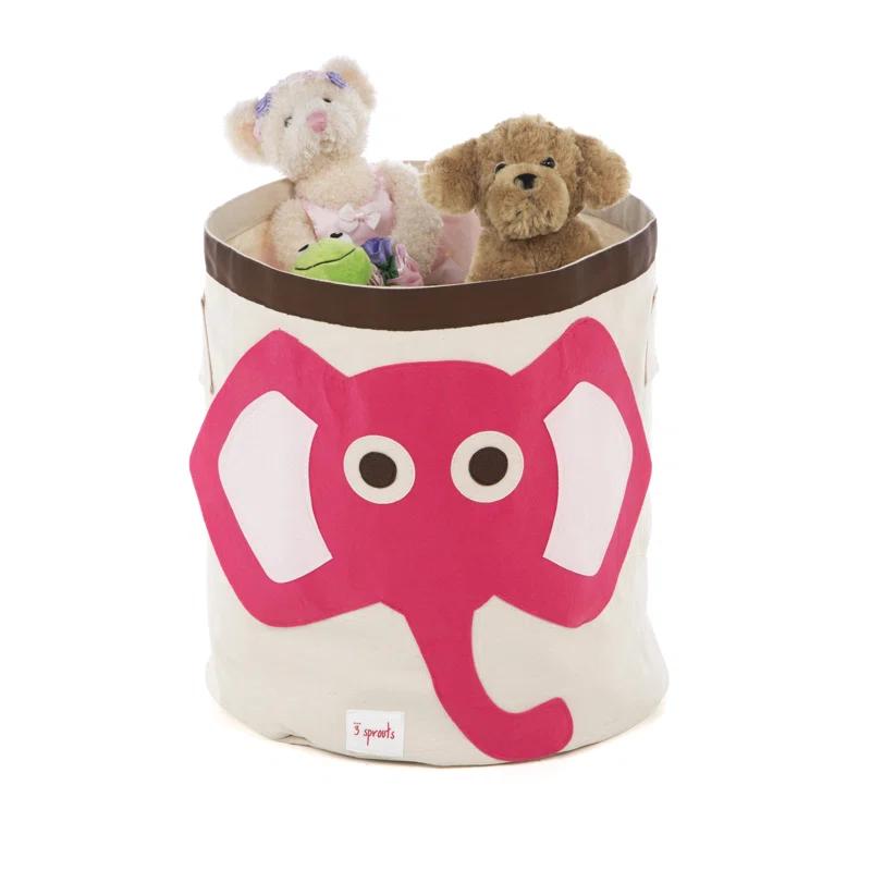 3 Sprouts - Canvas Storage Bin - Laundry and Toy Basket for Baby and Kids - Elephant