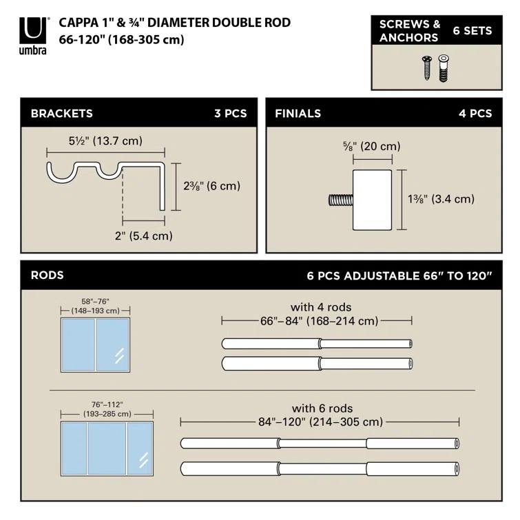 Cappa Drapery Solutions Double Curtain Rod