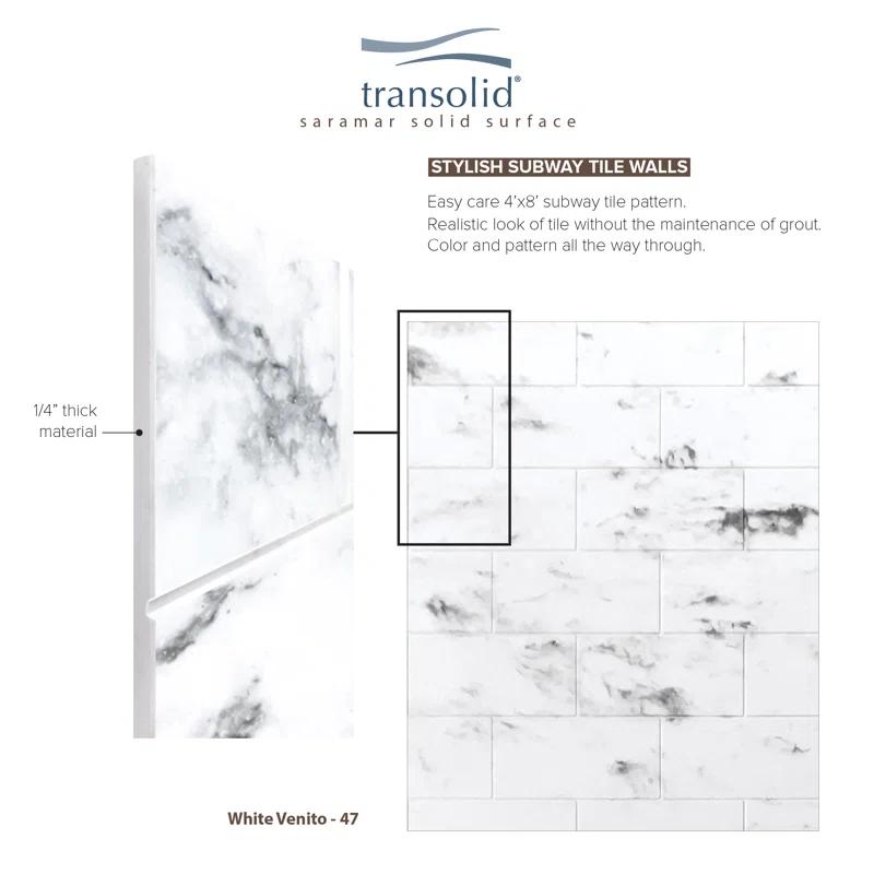 Transolid SaraMar 60'' W 36'' D 60'' H Glue Up Solid Surface Wall
