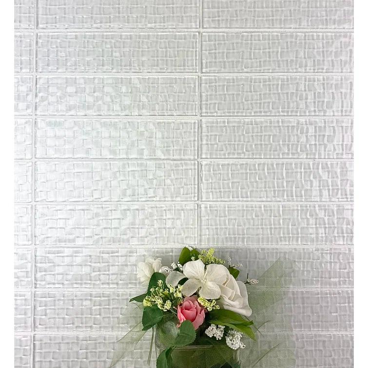 Abolos Metro Cubes 2 in. x 8 in. Textured Glass Straight Edge Subway Decorative Kitchen & Bathroom Wall Tile