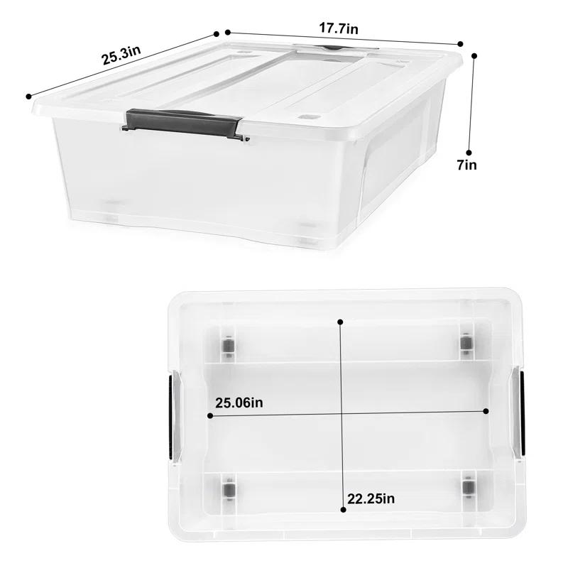 Sorbus 40qt Clear Underbed Stackable Storage Bins with Lids and Handles, 2-Pack