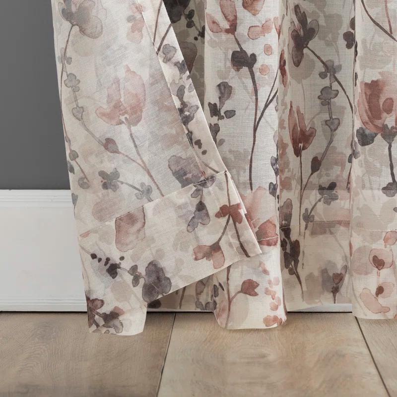 Scott Living Jessa Linen Blend Floral Semi-Sheer Rod Pocket Single Curtain Panel & Reviews | Wayfair