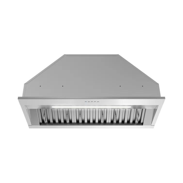 Streamline Bath Streamline 34 In. T-11611-1-DT Pescara Ducted Insert 350 CFM Range Hood In Brushed Stainless Steel With Baffle Filters, Electronic Button Control, LED Light T-11611-1-DT