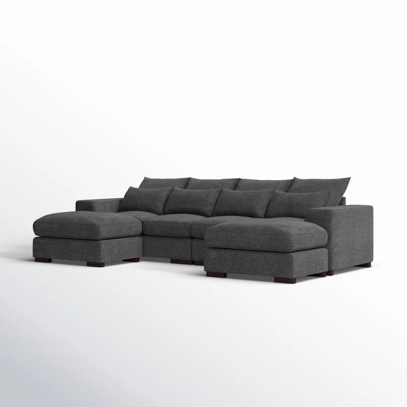 Biaggio Linen Blend Sectional with 2 Ottomans,Sectional Couch