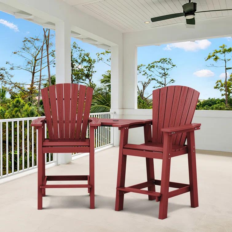 Rosecliff Heights Wolak HDPE Outdoor Adirondack Chair Set With Table