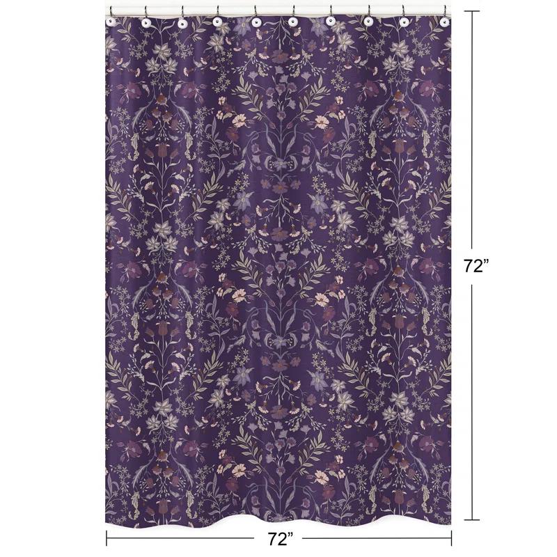 Sweet Jojo Designs Boho Floral Wildflower Plum Purple Single Shower Curtain by Sweet Jojo Designs