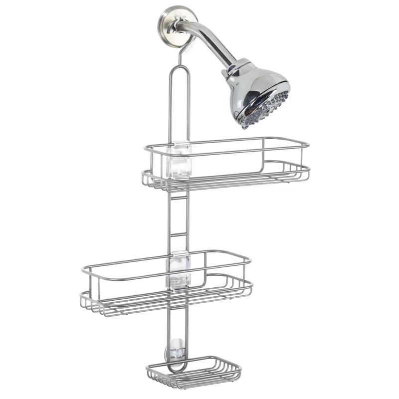 iDesign iDesign Linea Adjustable Bathroom Shower Caddy for Shampoo, Conditioner, Soap - Silver