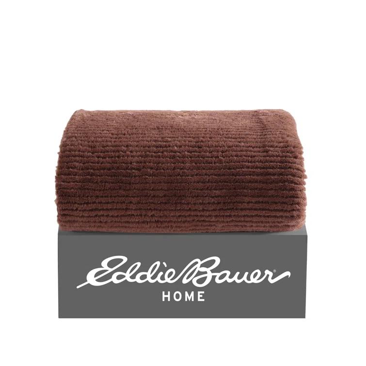 Eddie Bauer Eddie Bauer Ribbed Textured Stripe Solid Plush Throw Blanket