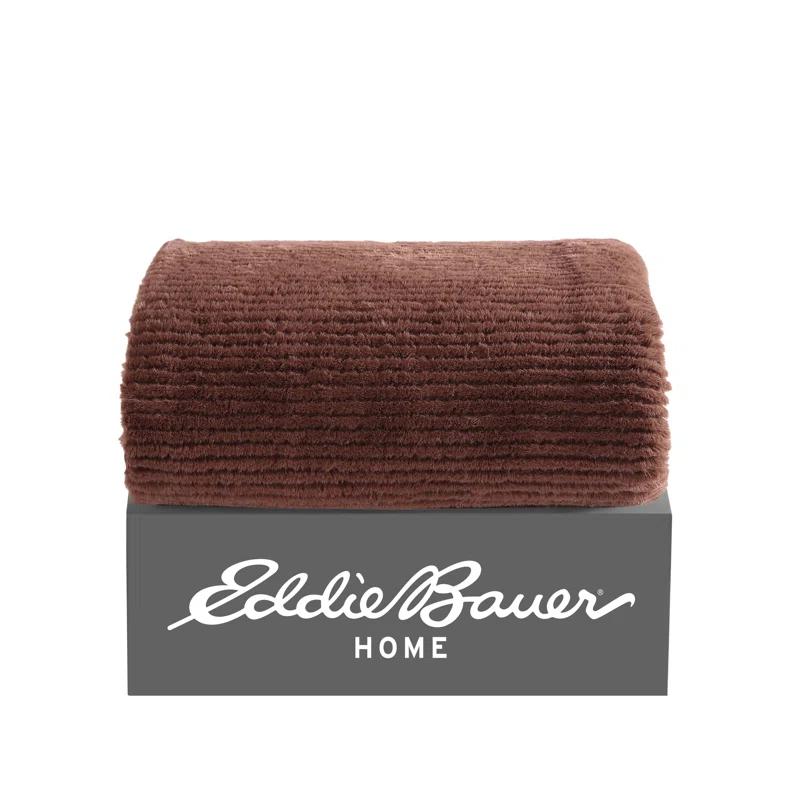 Eddie Bauer Eddie Bauer Ribbed Textured Stripe Solid Plush Throw Blanket