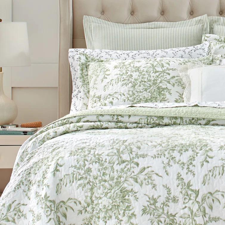 Laura Ashley Bedford Pink Cotton Reversible Quilt Set