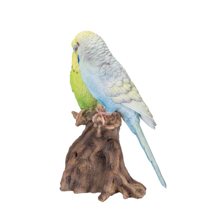 Hi-Line Gift Ltd. Motion Activated Singing Couple Budgerigar on Stump