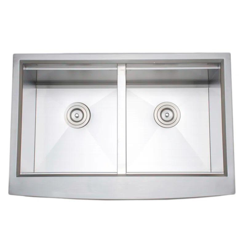 Wells Sinkware 3D 3322-99-AP-1 33'' L Farmhouse / Apron Double Bowl Stainless Steel Kitchen Sink