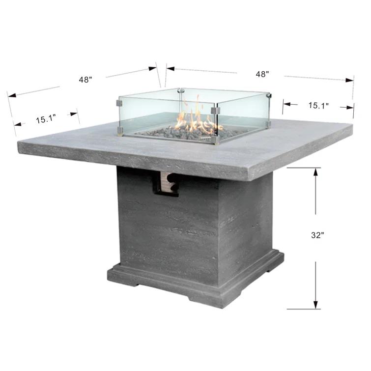 Elementi Birmingham 48" Liquid Propane Concrete Dining Table