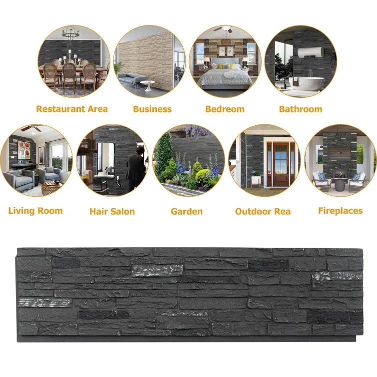 HOMEIBRO Faux Stone Wall Covering Panels for Interior and Exterior Decor Panels in Roman Stone (1 pack)