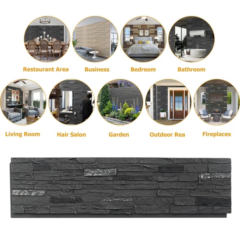HOMEIBRO Faux Stone Wall Covering Panels for Interior and Exterior Decor Panels in Roman Stone (1 pack)