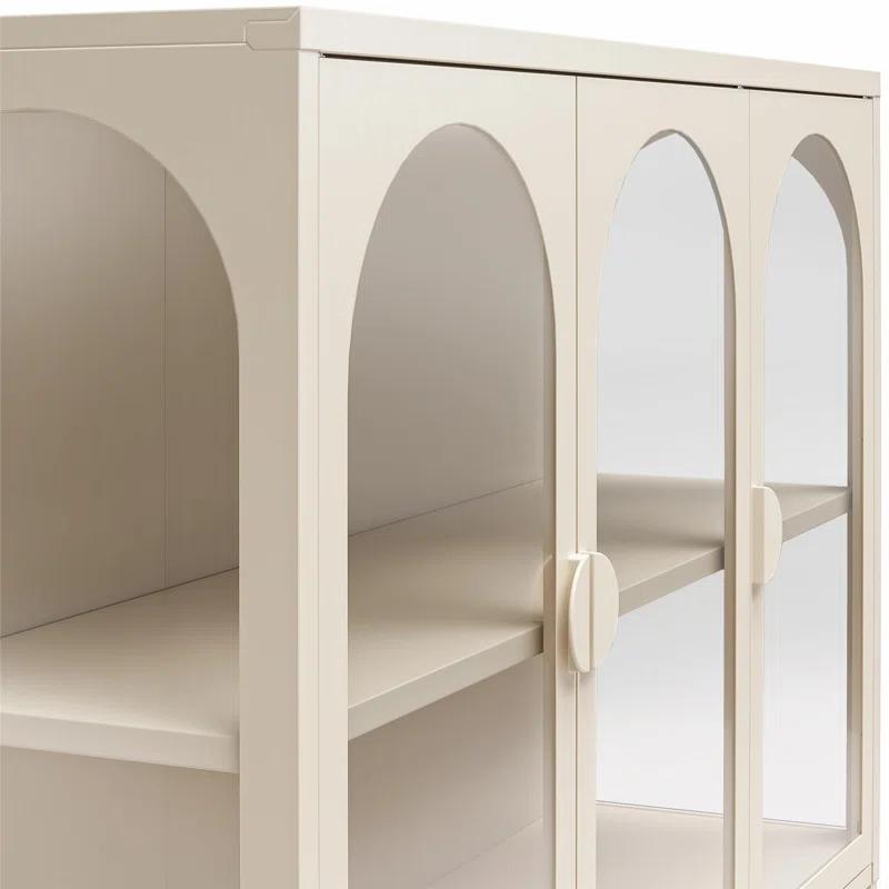 CosmoLiving by Cosmopolitan Chloe Metal Accent Cabinet With 3 Arched Glass Doors