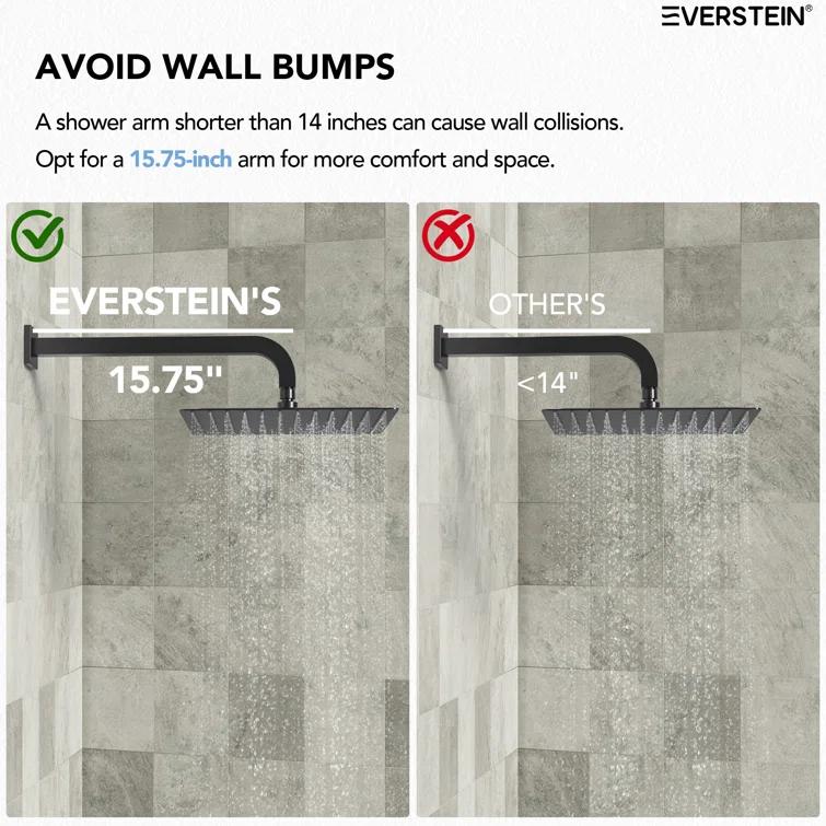EVERSTEIN Thermostatic Dual Shower System 12" Rainfall Shower Head with Rough-in Valve & Reviews | Wayfair