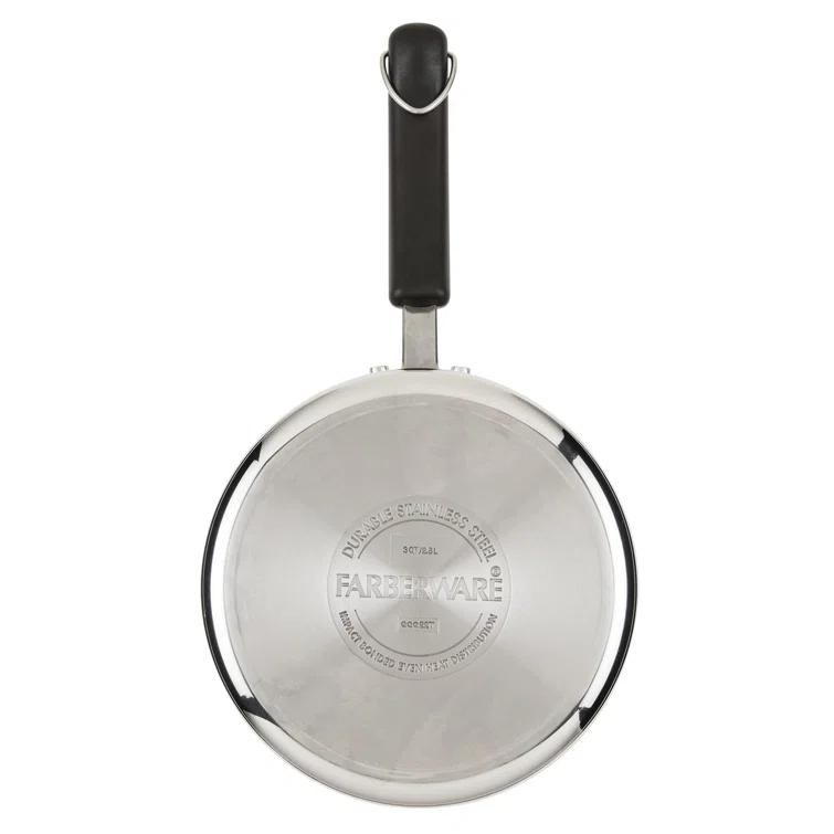Farberware Farberware Brilliance Stainless Steel Saucepan With Lid, Dishwasher Safe And Induction Suitable, 3 Quart, Silver