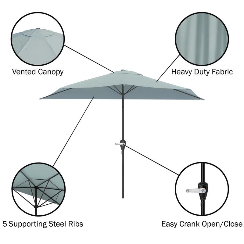 Pure Garden Summertime Umbrellas 3 Half Umbrella Outdoor Patio Shade - 9' Patio Umbrella with Easy Crank - Small Canopy for Balcony, Table, or Deck by Pure Garden