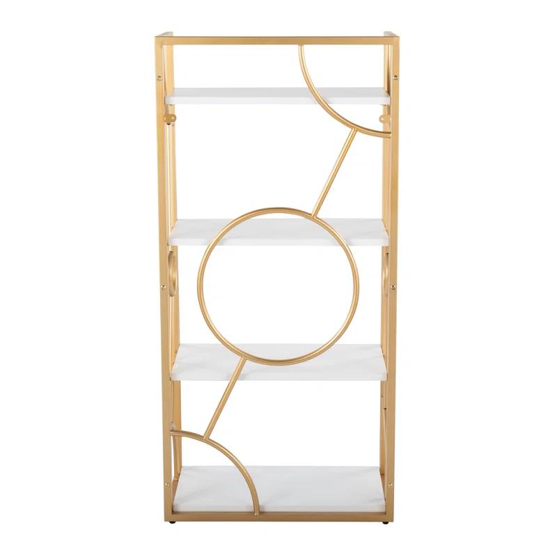 Everly Quinn Constellation Contemporary Bookcase in Gold Metal and Wood by LumiSource