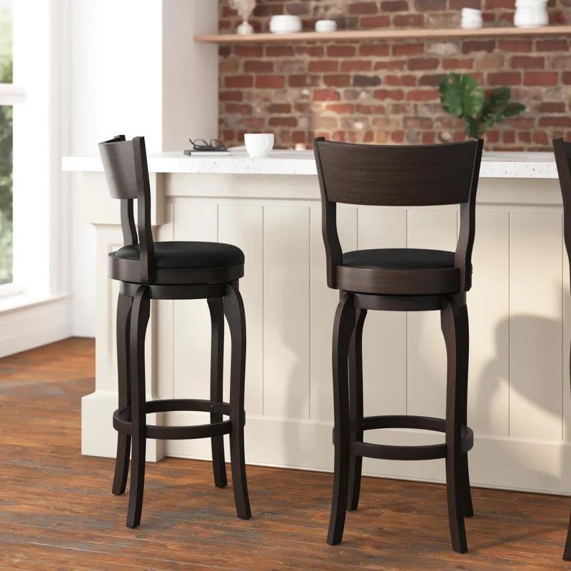 Taylor & Logan Enola Classic Wooden Dining Stool With Bowed Frame And Upholstered Seat