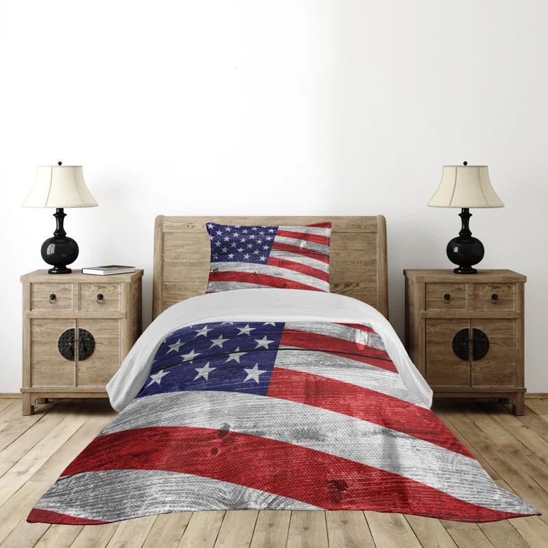 Ambesonne Farmhouse / Country Striped Coverlet Set