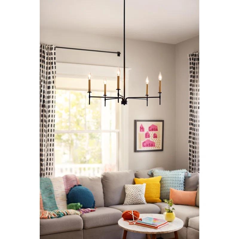 Lark Hux 5 - Light Fabric Dimmable Modern Linear Chandelier