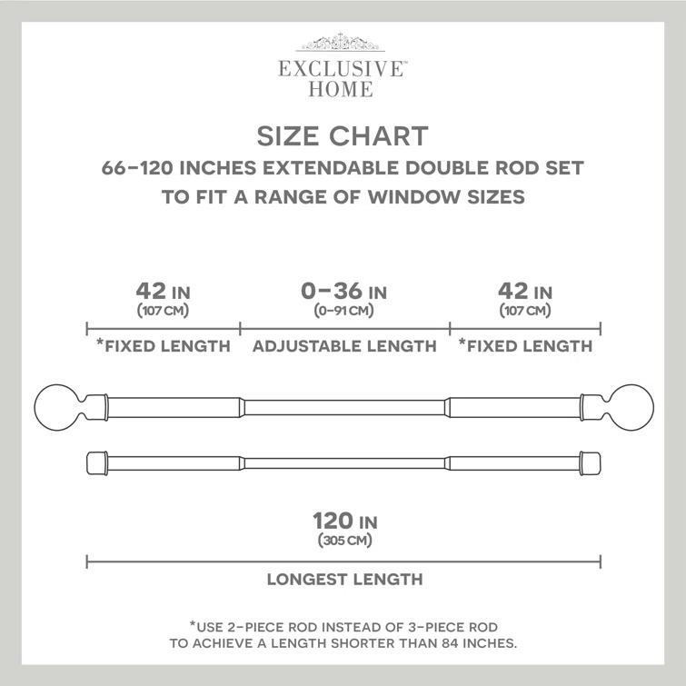 Amalgamated Textiles Ogee Double Window Curtain Rod and Finial Set