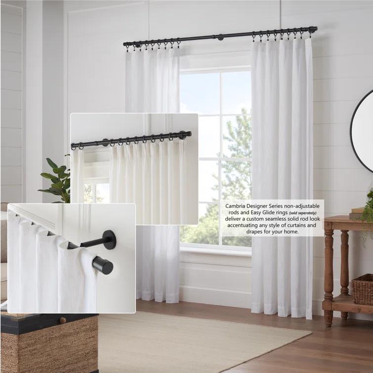 MODE Cambria Designer Series Premium 1-1/8 in Larger Dia. Non-Adjustable Curtain Rod and Designer Brackets