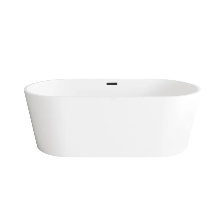 Living District 67 Inch Bathtub in Glossy White with Trim BT30167GW-MBK