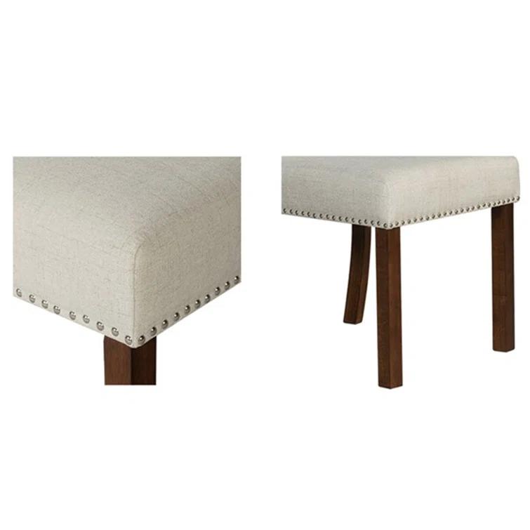 510 Design Aubrey Upholstered Dining Chairs with Silver Nailhead Trim - Set of 2 - Natural (Set of 2)