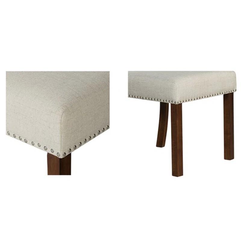 510 Design Aubrey Upholstered Dining Chairs with Silver Nailhead Trim - Set of 2 - Natural (Set of 2)