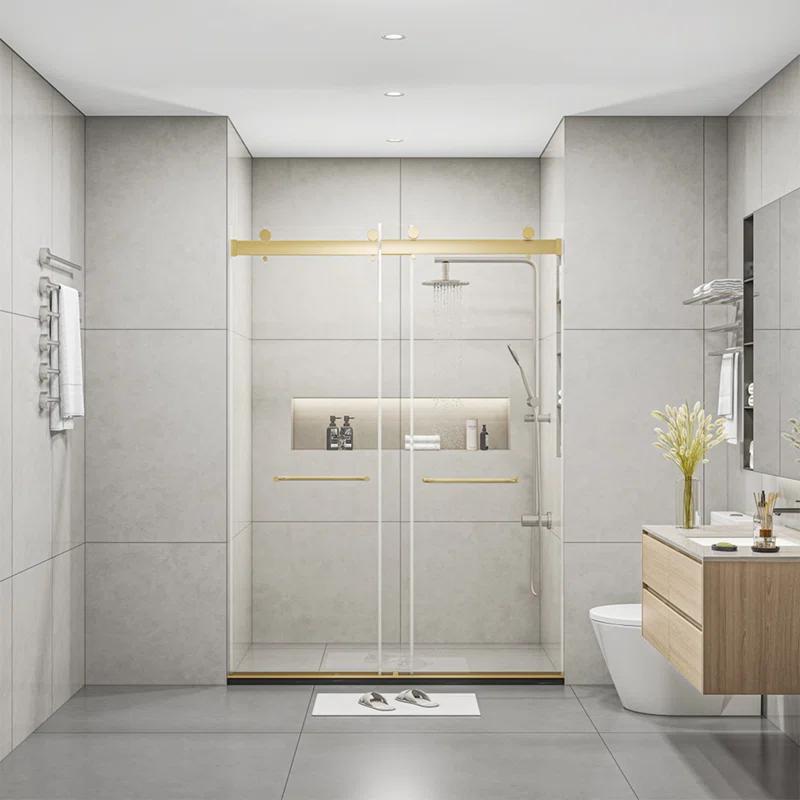 Dimorphos Frameless Sliding Glass Shower Doors with 3/8"(10mm) Clear Tempered Glass 11DD701957Q