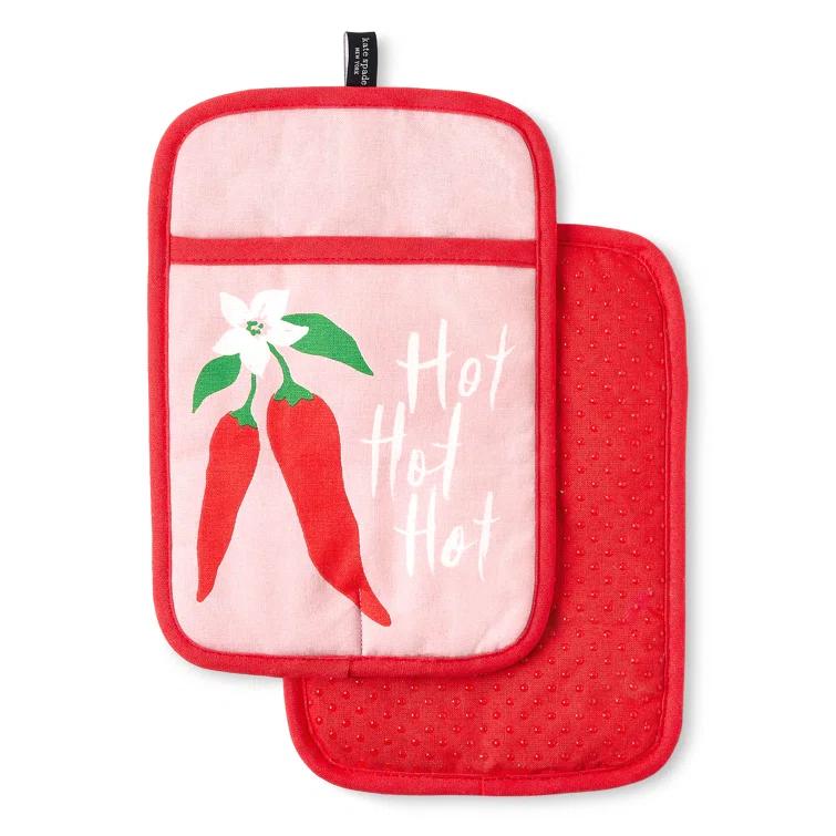kate spade new york KATE SPADE NEW YORK Hot Hot Hot Peppers Pot Holder Set, 7"x10", Red (Set of 2)