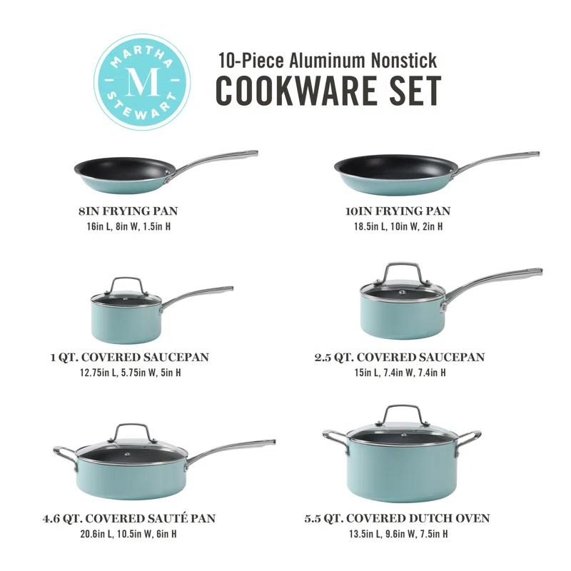 Martha Stewart Martha Stewart 10 - Piece  Aluminum Nonstick Cookware Set