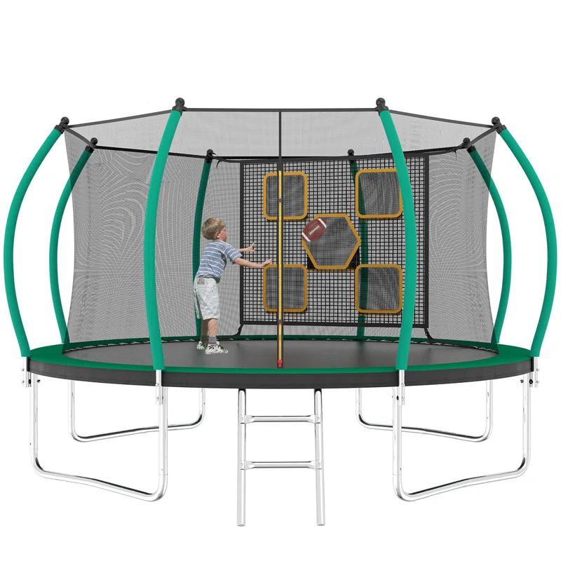WANDINGT 14FT Trampoline With Enclosure - Recreational Trampolines With Ladder, ASTM Approval Outdoor Trampoline For Kids