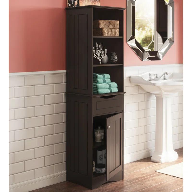 RiverRidge Home RiverRidge Ashland Tall Bathroom Storage Linen Cabinet and Organizer with Drawer and Shelves